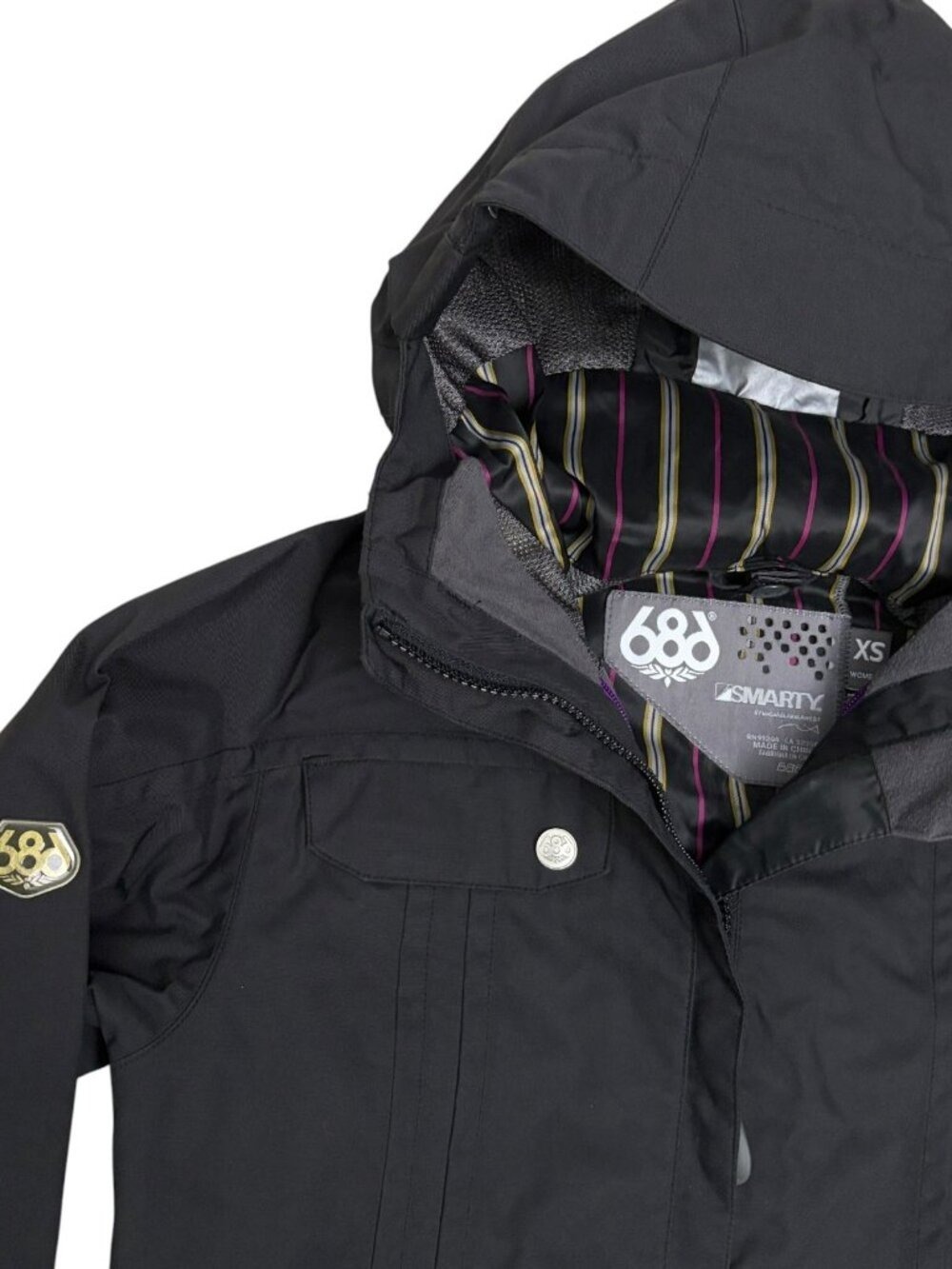 686 SMARTY JACKET Waterproof Snowboard Ski Black Parka Coat Women XS Retail $300 - Picture 2 of 7